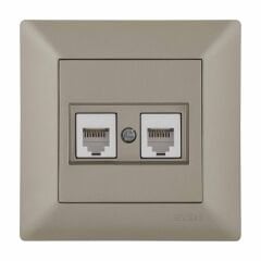 Exen Odak Titanyum Ikili Nümeris Telefon Prizi (2Xrj45 Cat3) Komple Takim