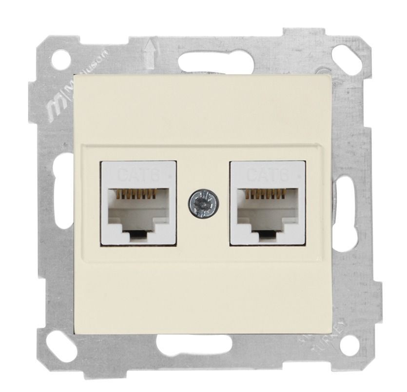 Mutlusan Rita Mek Tuş Data Prizi 2*Rj45  Cat6  Krem - 2200 141 0102