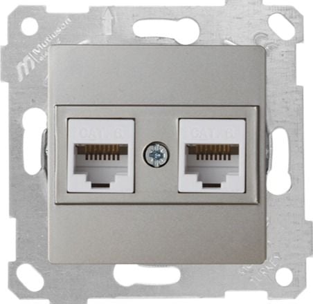 Mutlusan Rita Mek Tuş Data Prizi 2*Rj45  Cat6  Titanyum - 2200 141 0183