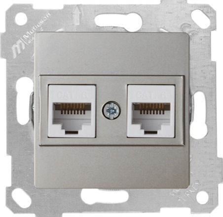Mutlusan Rita Mek Tuş Data Prizi 2*Rj45  Cat6  Titanyum - 2200 141 0183