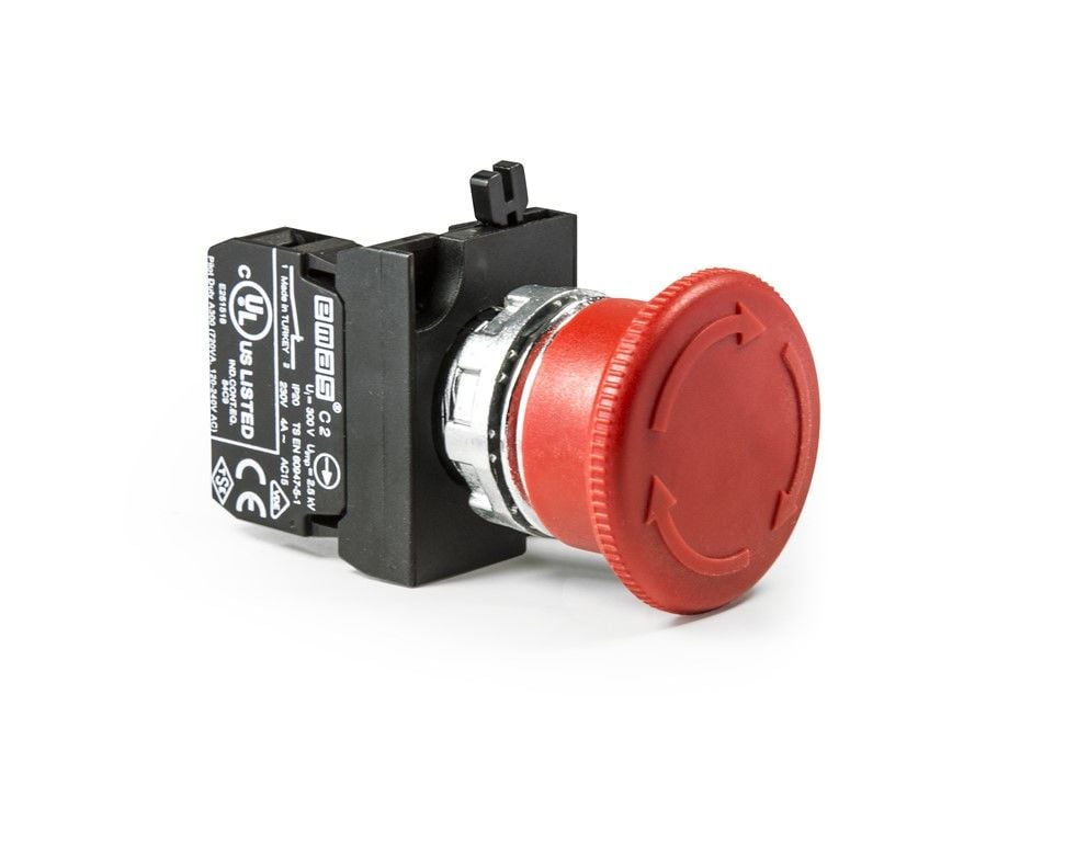Emas C Somunlu Metal Man. Kaf.Şok. Acil Stop Buton 40Mm - CM200E