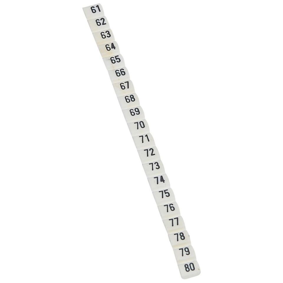 Legrand  CAB 3  61 ile 80 arası hazır rakamlar 0.5 ile 1.5 mm2 kesitli kablo ve klemensde LEG-038153