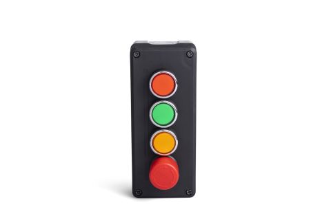 Emas Siyah-Gri Pl.Kutu Dörtlü-Üç Yuv.Bir Acil Stop30Mm - P43A1BE30