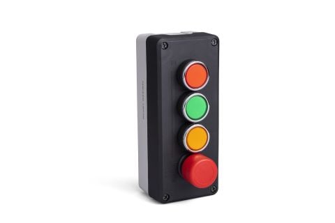 Emas Siyah-Gri Pl.Kutu Dörtlü-Üç Yuv.Bir Acil Stop30Mm - P43A1BE30