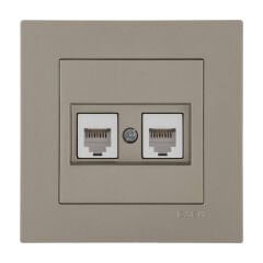 Exen Karell Titanyum Ikili Nümeris Telefon Prizi (2Xrj45 Cat3) Komple Takim