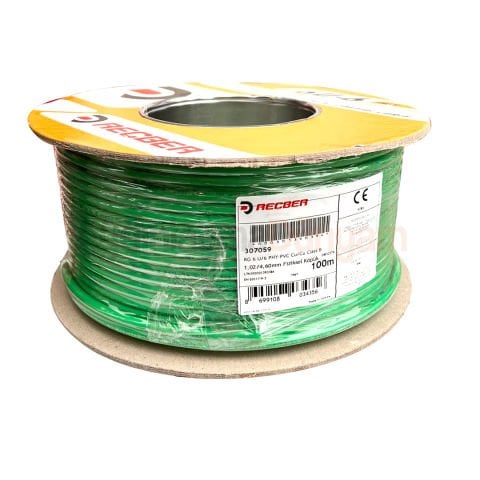 Reçber RG 6 U/6 PHY-PVC Class B Cu/Cu Euro-Class Eca Beyaz 75 Ohm Fiziksel Köpüklü PVC Kılıflı Koaksiyel Kablo