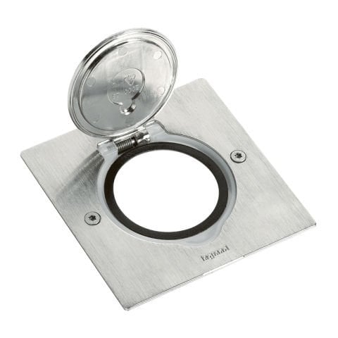 Legrand  Paslanmaz çelik IP44 IK08 korumalı donatılabilir tekli kare döşeme prizi LEG-089700
