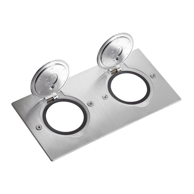 Legrand  Paslanmaz çelik IP44 IK08 korumalı donatılabilir ikili dikdörtgen döşeme prizi LEG-089702