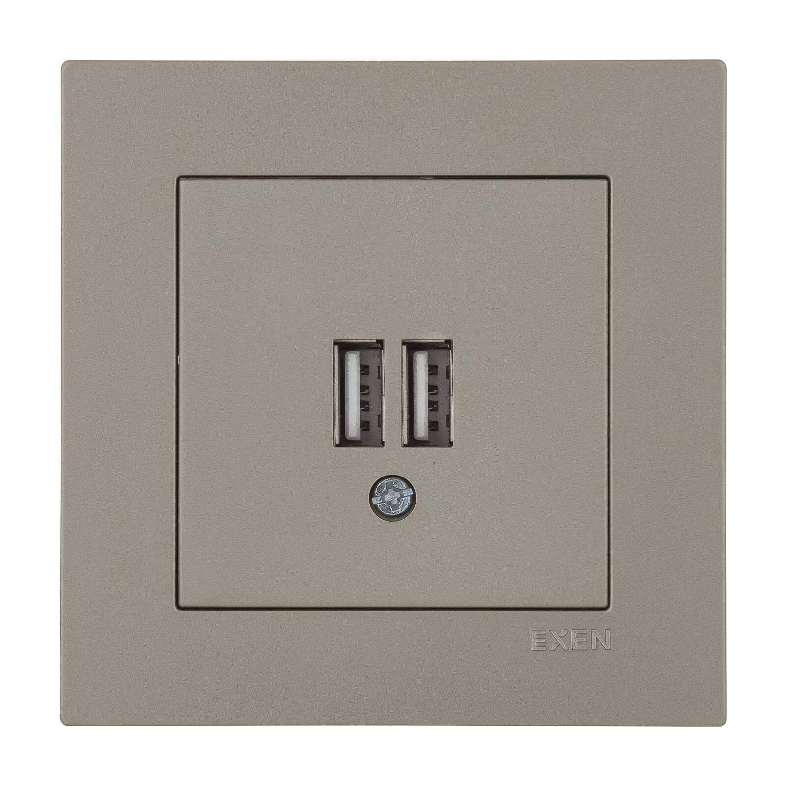 Exen Karell Titanyum 2X Usb Sarj Prizi Komple Takim