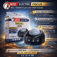 Horoz 088-001-0001 Focus Max. 1000W Siyah 220-240V Sensor
