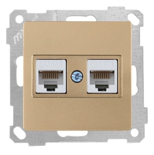 Mutlusan Data Prizi 2*Rj45  Cat5E  Antik Altın - 2100 138 0180
