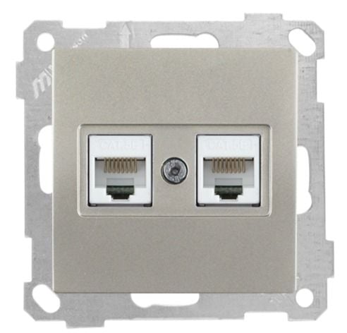 Mutlusan Mek+Tuş Data Prizi 2*Rj45  Cat5E  Titanyum - 2100 138 0183