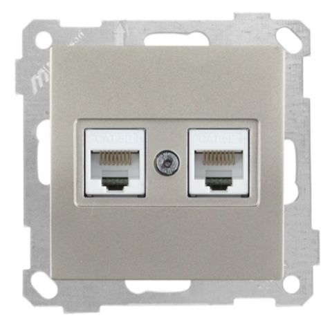 Mutlusan Mek+Tuş Data Prizi 2*Rj45  Cat5E  Titanyum - 2100 138 0183