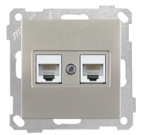 Mutlusan Mek+Tuş Data Prizi 2*Rj45  Cat5E  Titanyum - 2100 138 0183