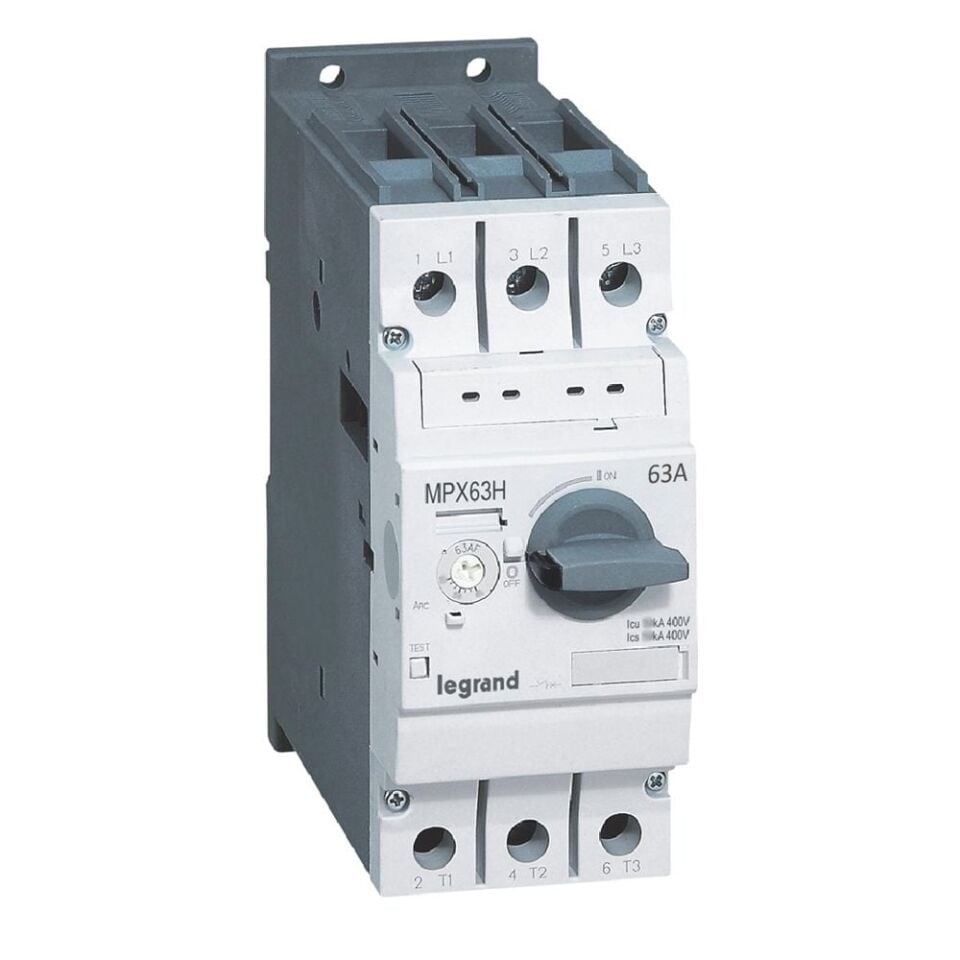 Legrand  MPX³ 63H çevirmeli anahtarlı tip motor koruma şalteri In:63A termik 45 ile 63A LEG-417368