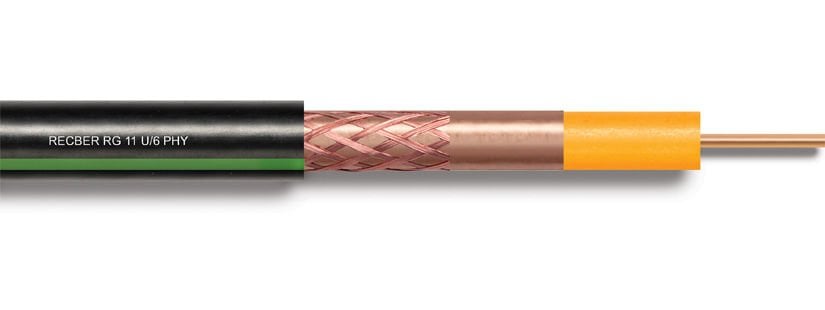 Reçber RG 11 U/6 PHY-HF Class B Cu/Cu Euro-Class Dca 75 Ohm Fiziksel Köpüklü HF Kılıflı Koaksiyel Kablo