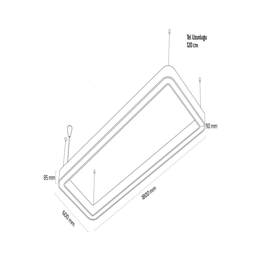 Goya Gy 8118- 60X180 Cm Siyah Kasa  3000K Linear Armatür
