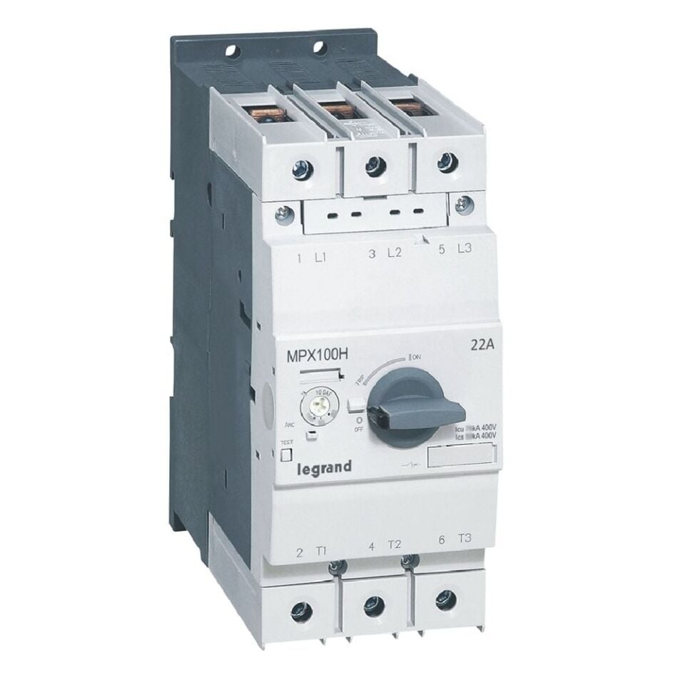 Legrand  MPX³ 100H çevirmeli anahtarlı tip motor koruma şalteri In:22A termik 14 ile 22A LEG-417371