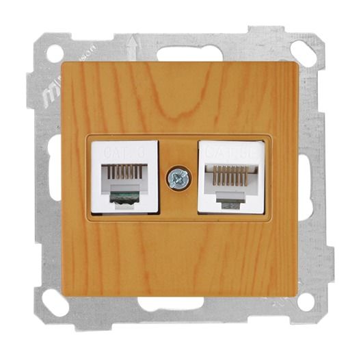 Mutlusan Tlf+Data Priz  Rj12+Cat5E  Meşe - 2100 139 0158