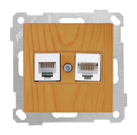 Mutlusan Tlf+Data Priz  Rj12+Cat5E  Meşe - 2100 139 0158