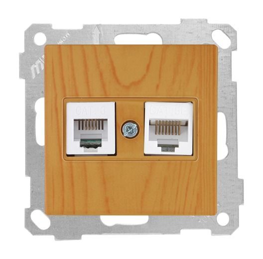 Mutlusan Tlf+Data Priz  Rj12+Cat5E  Meşe - 2100 139 0158