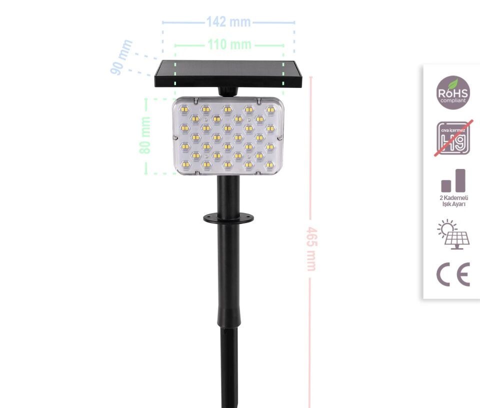 ACK Solar Led Çim Armatürü Kazıklı 8W/H 3000K AG60-01801