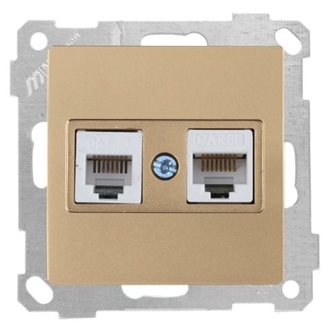 Mutlusan Tlf+Data Priz  Rj12+Cat5E  Antik Altın - 2100 139 0180