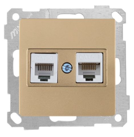 Mutlusan Tlf+Data Priz  Rj12+Cat5E  Antik Altın - 2100 139 0180