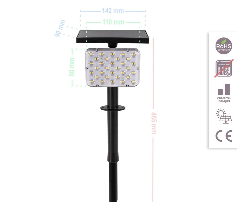ACK Solar Led Çim Armatürü Kazıklı 8W/H 6500K AG60-01831