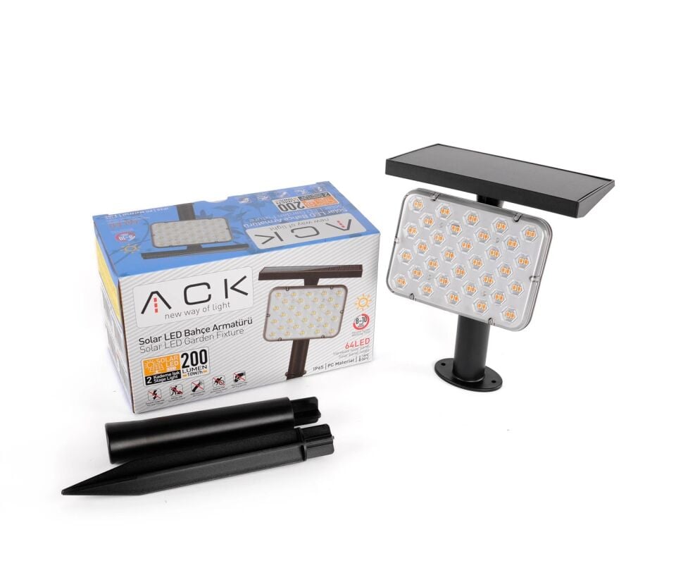 ACK Solar Led Çim Armatürü Kazıklı 8W/H Amber AG60-01881