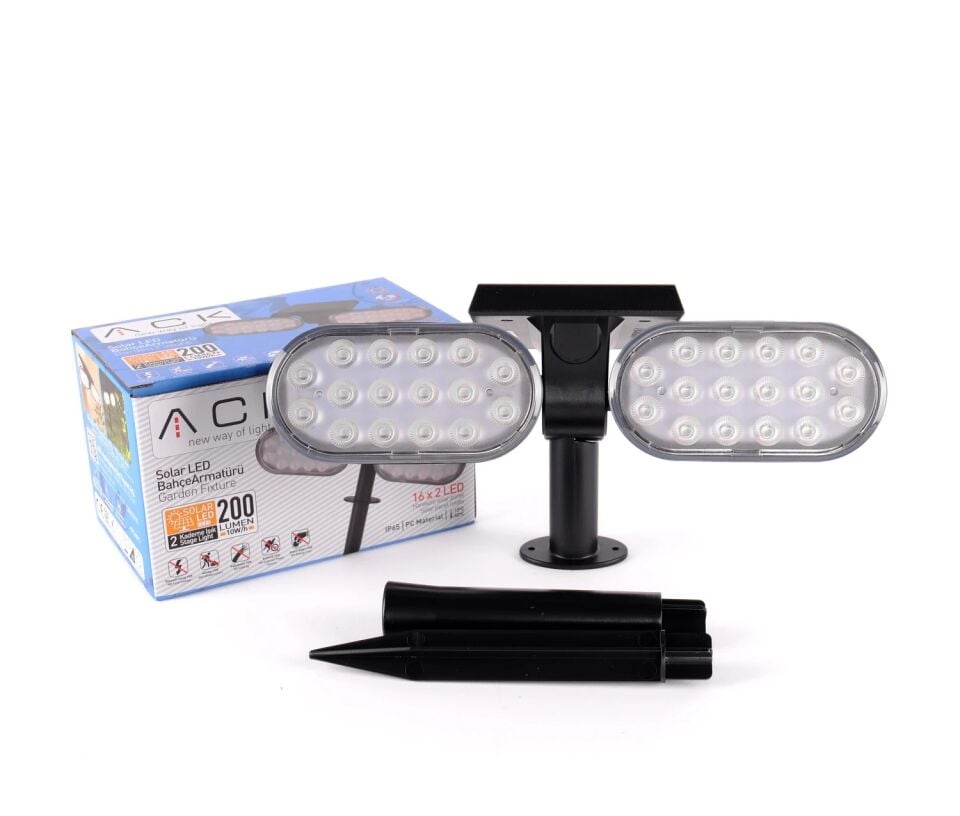 ACK Solar Led Çim Armatürü Kazıklı 8W/H Yeşil İkili AG60-02851
