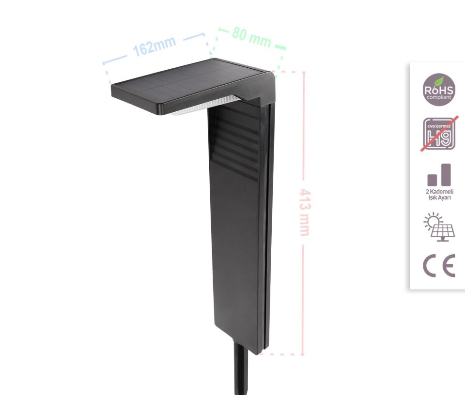 ACK Solar Led Bahçe Armatürü Kazıklı 8W/H 3000K AG60-03801