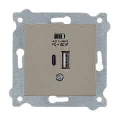 Exen Titanyum Modül+Kapak  2X Usb Sarj Prizi Type-C + Type-A