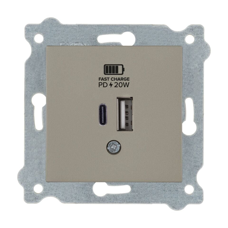 Exen Titanyum Modül+Kapak  2X Usb Sarj Prizi Type-C + Type-A