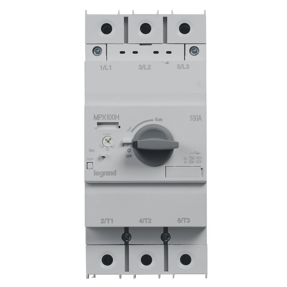 Legrand  MPX³ 100H çevirmeli anahtarlı tip motor koruma şalteri In:100A termik 80 ile100A LEG-417379