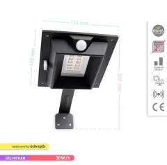 ACK Solar Led Bahçe Armatürü Sensörlü  8W/H 3000K AG60-04801