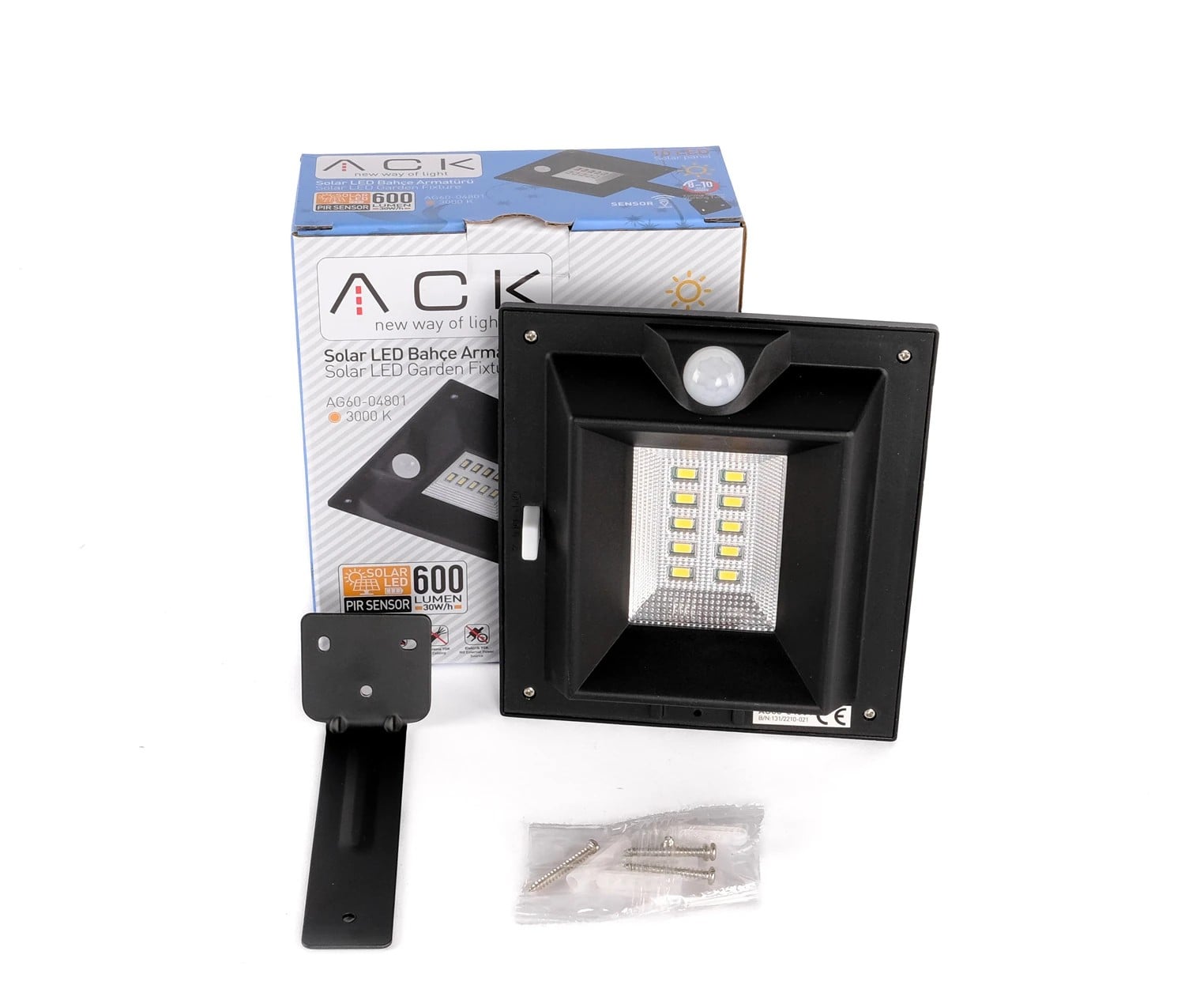ACK Solar Led Bahçe Armatürü Sensörlü  8W/H 3000K AG60-04801 en uygun fiyatlı satıcı