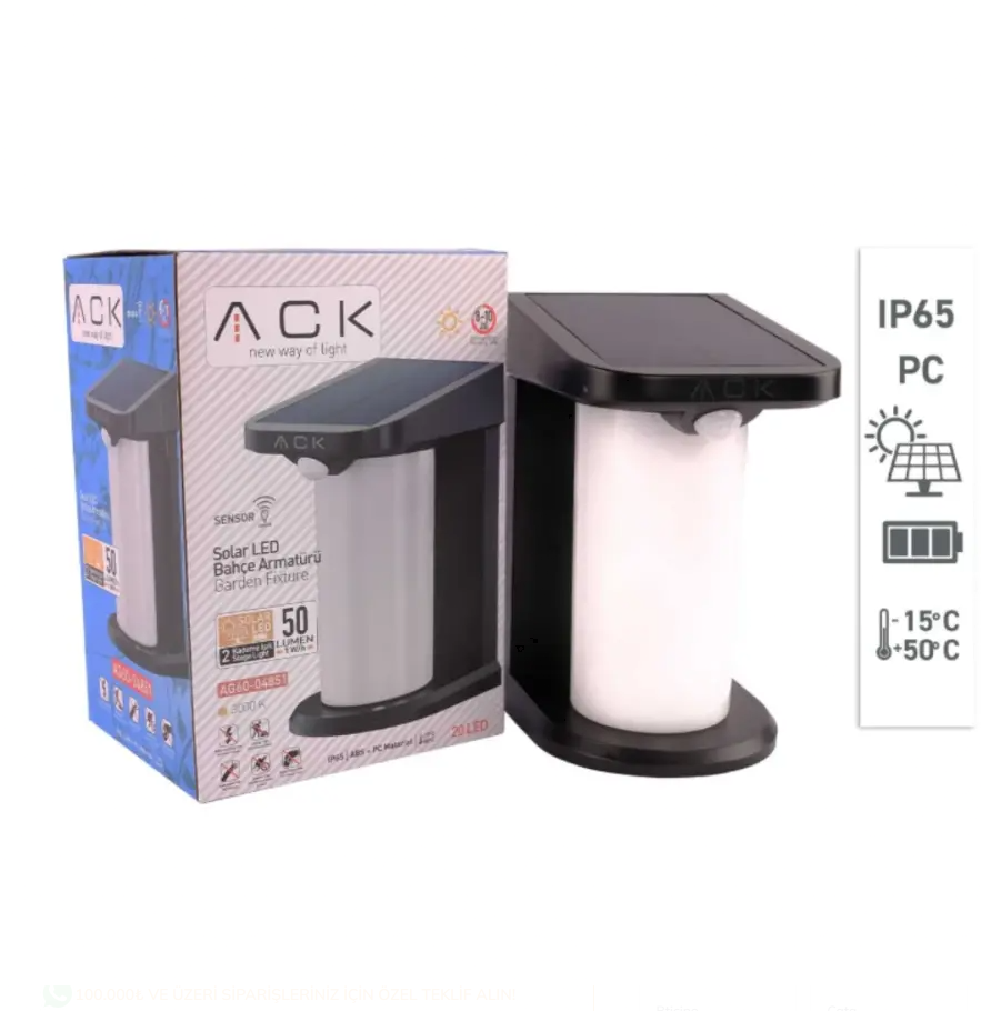 ACK Solar Led Duvar Apliği Dimli  Siyah Ip54 127Mmx105Mmx179Mm AG60-04851 en uygun fiyatlı satıcı