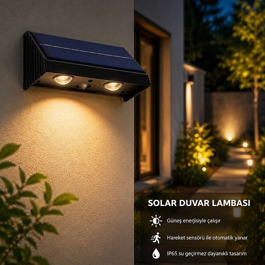 ACK Solar Led Bahçe Armatürü Tek Yönlü Siyah Gövde 3000K Ip65 114Mmx60Mmx54Mm AG60-05801