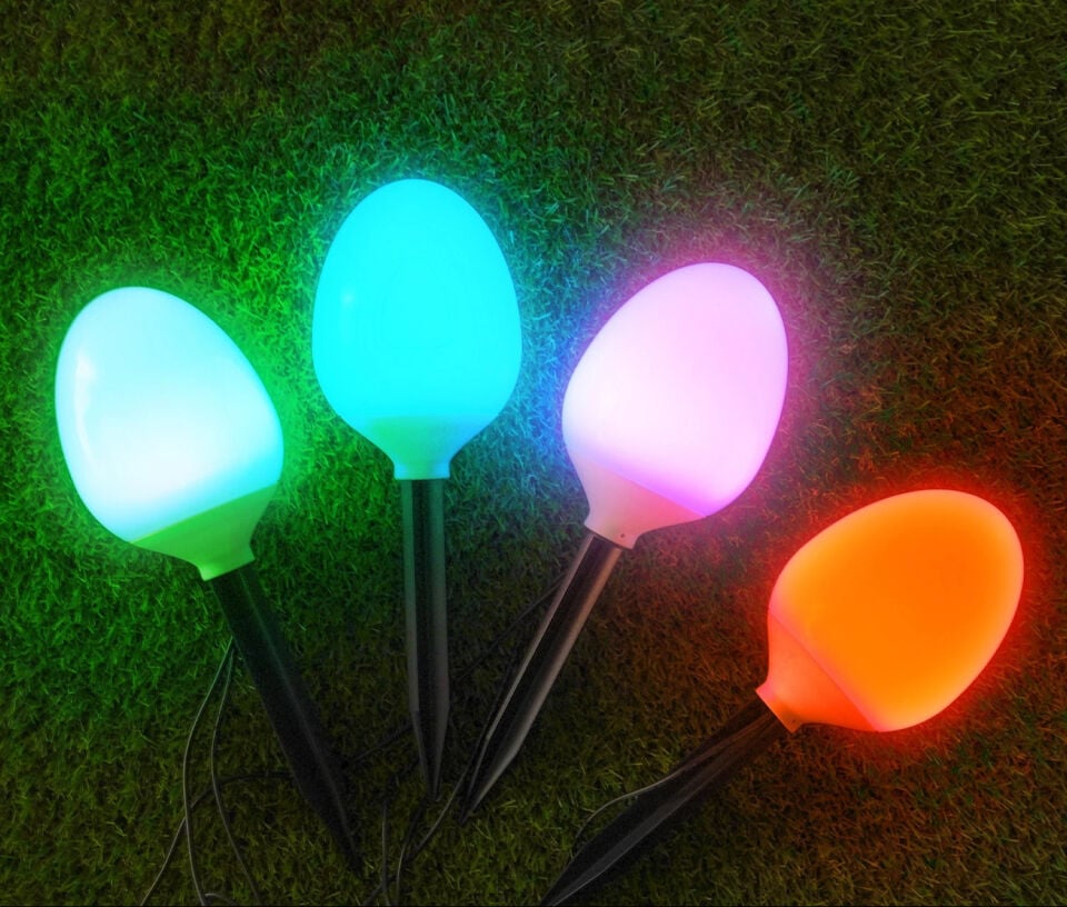 ACK Solar Led Bahçe Armatürü Kazıklı X4 Set 8W/H Rgb AG60-05891