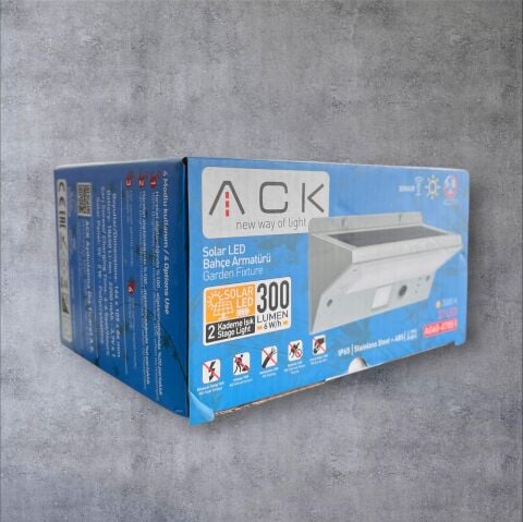 ACK Solar Duvar Apliği Hareket Sensörlü  Dimli  Ip54 Beyaz 164Mmx109Mmx84Mm AG60-07851