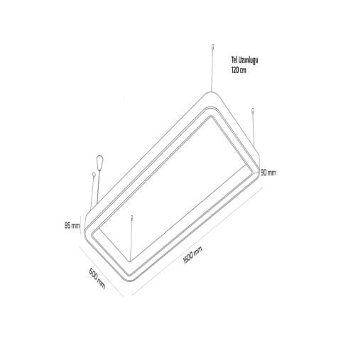 Goya Gy 8118- 60X150 Cm Siyah Kasa  6500K Linear Armatür