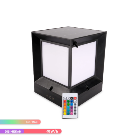 ACK Solar Led Bahçe Armatürü 198X198X260Mm 8W/H Rgb AG60-08891