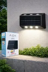 ACK Solar Led Bahçe Armatürü Çift Yönlü  Siyah Gövde CCT+RGB Ip65 142Mmx73Mmx80Mm AG60-09801