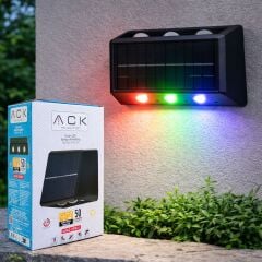 ACK Solar Led Bahçe Armatürü Çift Yönlü  Siyah Gövde CCT+RGB Ip65 142Mmx73Mmx80Mm AG60-09801