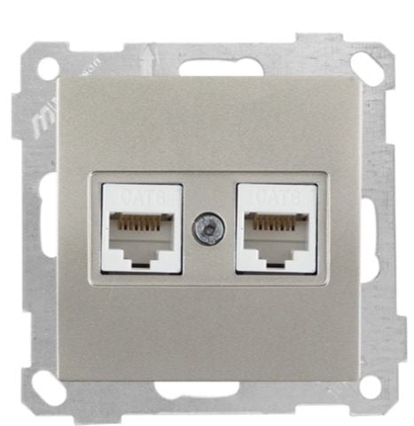 Mutlusan Mek+Tuş Data Prizi 2*Rj45  Cat6E  Titanyum - 2100 141 0183