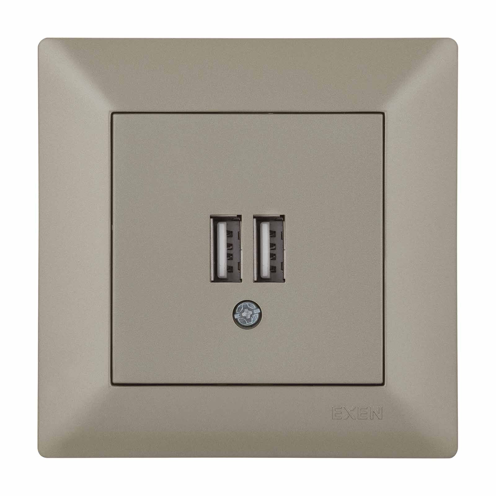 Exen Odak Titanyum 2X Usb Sarj Prizi Komple Takim