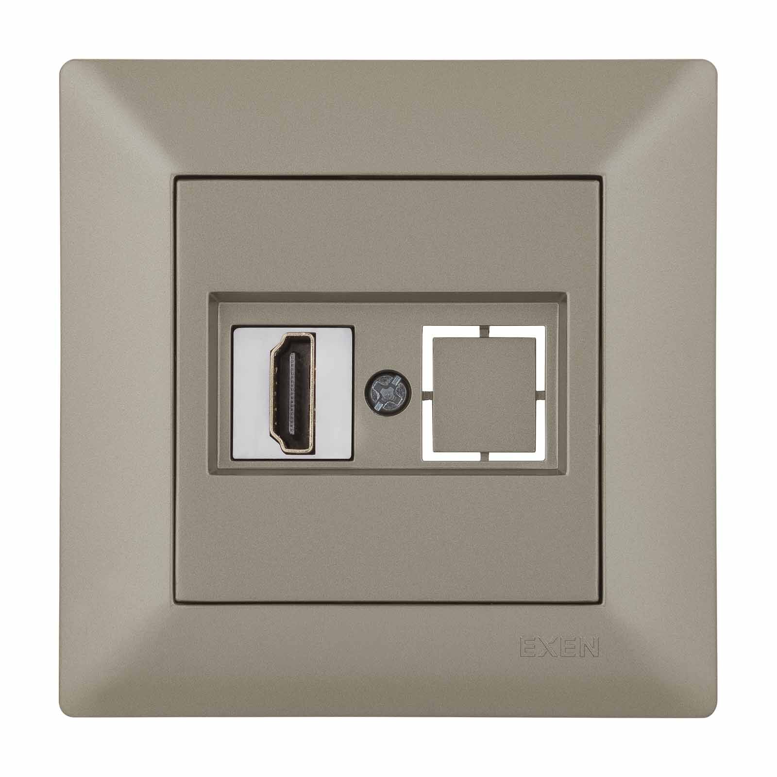 Exen Odak Titanyum Hdmi Priz Jakli Komple Takim