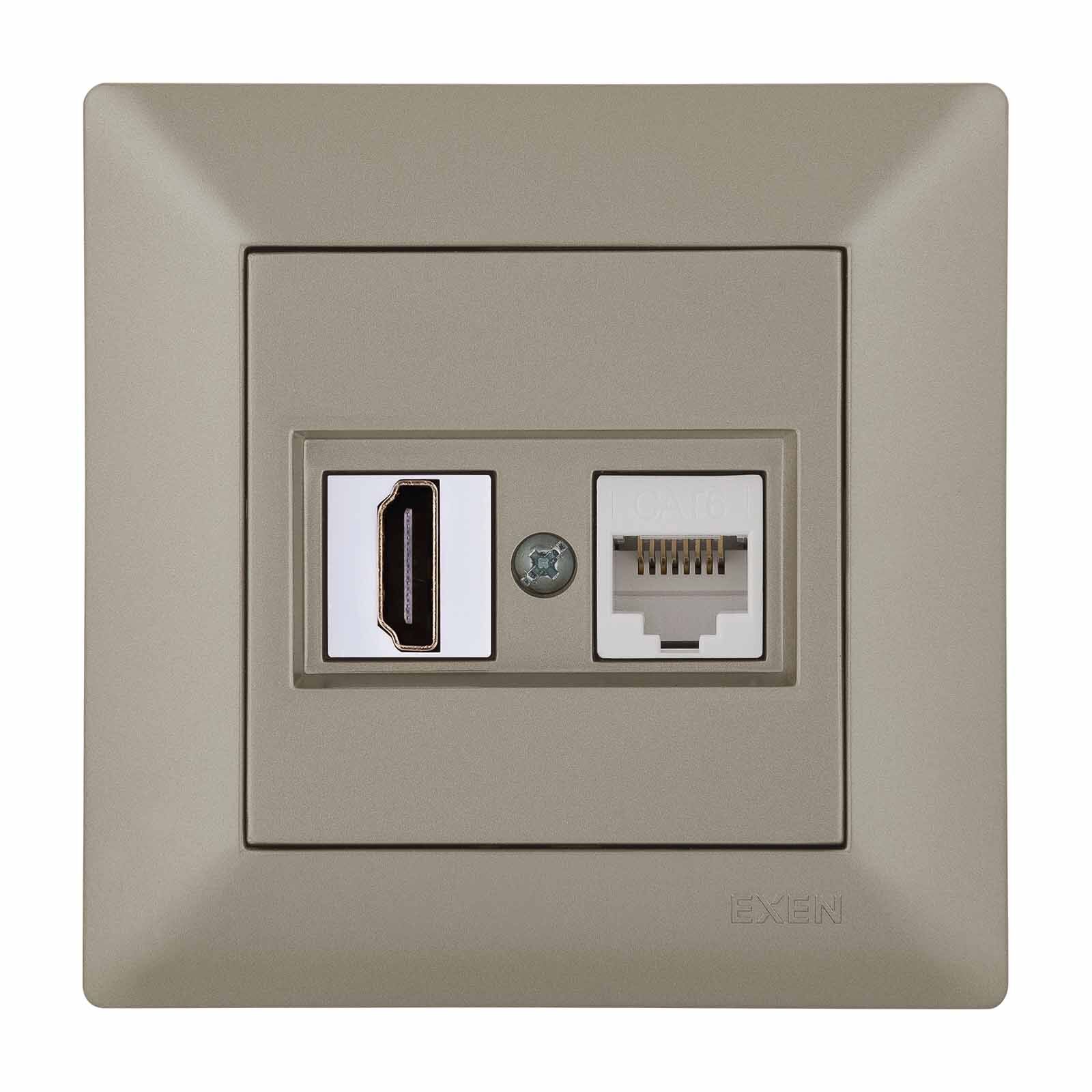 Exen Odak Titanyum Hdmi+Data Priz Jakli Komple Takim