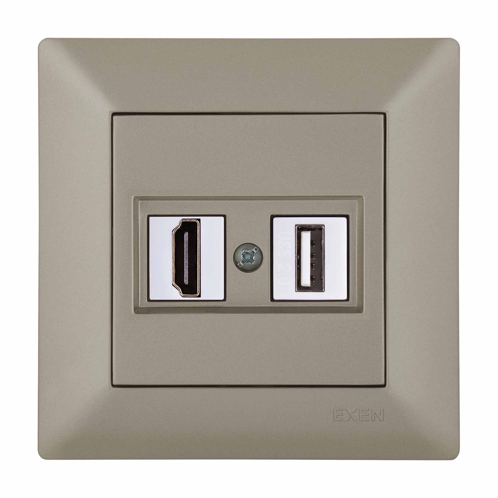 Exen Odak Titanyum Hdmi+Usb Prizi Jakli (Sarj Edemez) Komple Takim